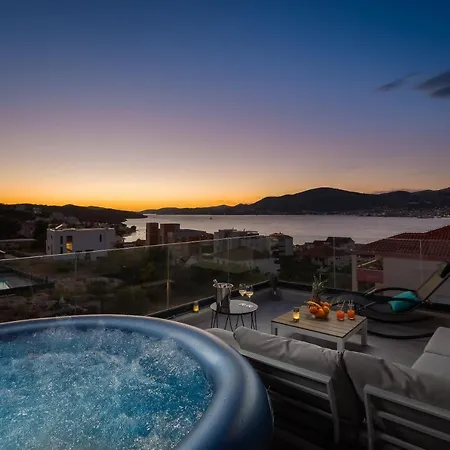 Alegria In Okrug With Heated Pool, Sea View, Jacuzzi, Wifi Trogir